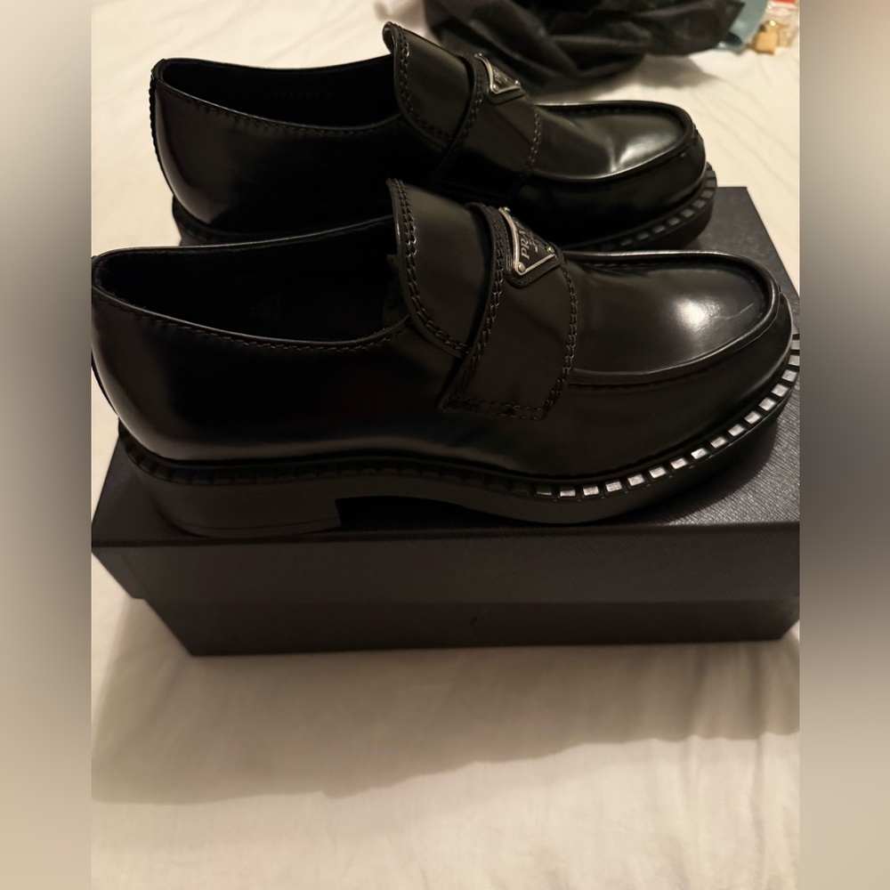 Prada Black Leather Men's Slip-On Loafers